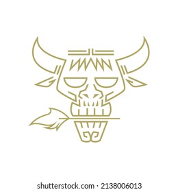 Green bull eating grass logo perfect for branding and visual identity