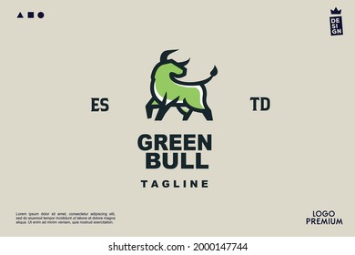green bull, taurus minimalist simple logo Perfect for any brand and company 