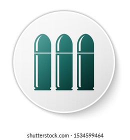 Green Bullet icon isolated on white background. White circle button. Vector Illustration