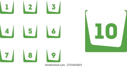 Green Bullet Point set from 1 to 10