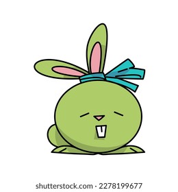 conejo verde parecido a huevos de Pascua ilustración vectorial plana