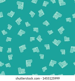 Green Burger and french fries in carton package box icon isolated seamless pattern on green background. Hamburger, burger, cheeseburger sandwich. Fast food menu.  Vector Illustration