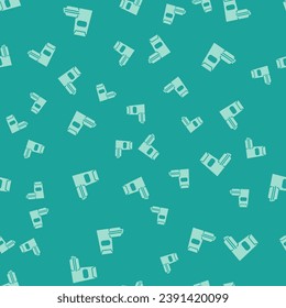 Green Burger icon isolated seamless pattern on green background. Hamburger icon. Cheeseburger sandwich sign. Fast food menu.  Vector