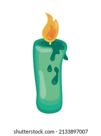 green burning candle icon isolated