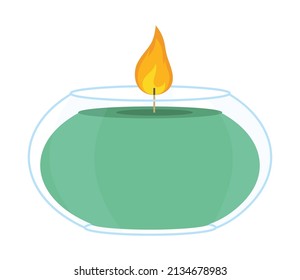 green burning candle icon isolated