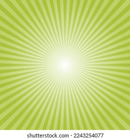 Green burst background. Retro background with rays or stripes. Sunburst retro style backdrop.
