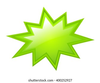 Green bursting star, vector illustration isolated on white background