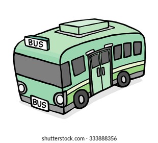 green bus / cartoon vector and illustration, hand drawn style, isolated on white background.