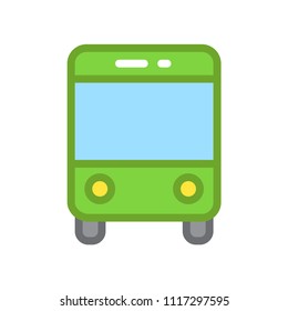 Green Bus colored vector icon. Isolated on white background