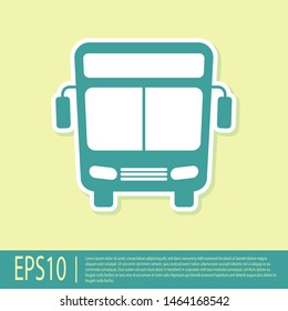 Green Bus icon isolated on yellow background. Transportation concept. Bus tour transport sign. Tourism or public vehicle symbol.  Vector Illustration