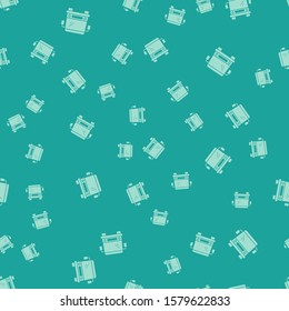 Green Bus icon isolated seamless pattern on green background. Transportation concept. Bus tour transport sign. Tourism or public vehicle symbol.  Vector Illustration