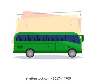 Green bus illustration. Auto, lifestyle, travel. Transport concept. Vector illustration can be used for topics like road, travelling, city