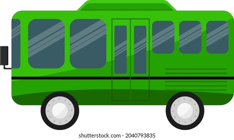 Green bus, illustration, vector on white background.