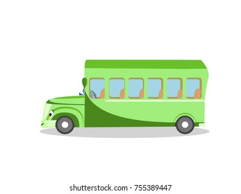 Green Bus Side Profile - Cartoon Vector Image