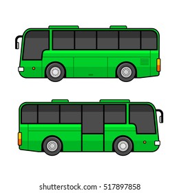 Green Bus Template Set on White Background. Vector