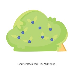 Green Bush with Berry as Park Flora Vector Illustration