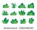 Green bush blossom. grass bush vector illustration