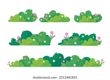 Flor de arbusto verde. Ilustración vectorial de arbusto de hierba	
