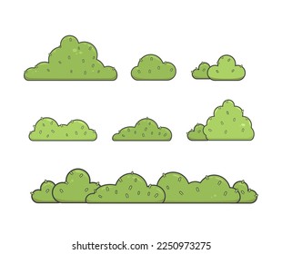 green bush cartoon illustration simple collection vector set