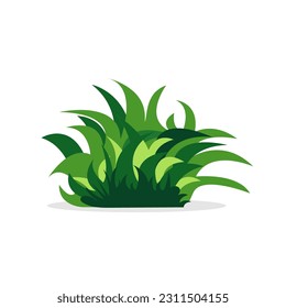 Green bush with grass. Naural and planting concept. Landscape theme. Vector