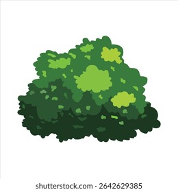 Green Bush and grass vector illustration on isolated white background.