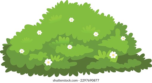 El arbusto verde tiene hermosas flores blancas.