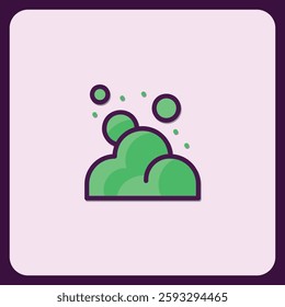 Green Bush Icon with Bubbles, Nature Theme Illustration