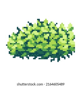 Grüne Pixelkunst aus dem Busch. Vektorgrafik.