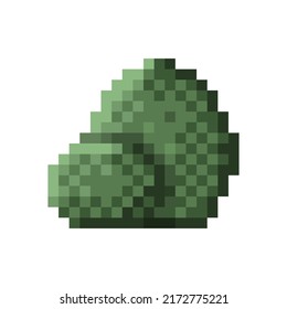 Green bush pixel art. Vector illustration.