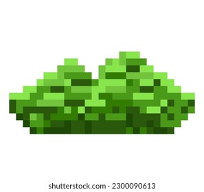 Green bush pixel art. Vector grass.The concept of games background.