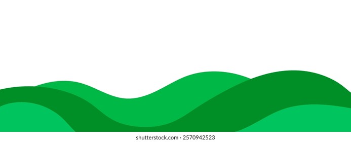 Green bush, separator, divider shape, wave border vector illustration