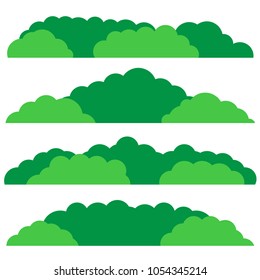 Green bush set. Flat design. Bush landscape isolated icon. Vector illustration.
