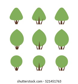 Green bush vector set.