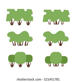 Green bush vector set.