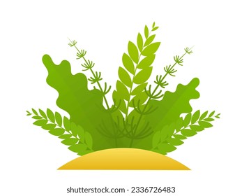 Green bush vegetation. Decorative vector element.