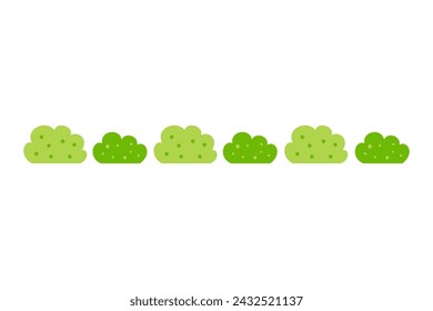 Plantilla de borde de arbustos verdes sobre fondo blanco.