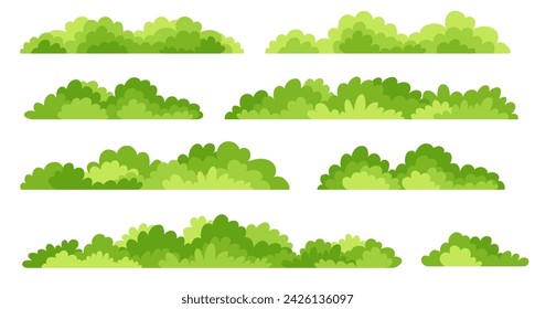 Green bushes. Cartoon forest and park shrubbery