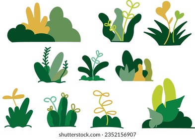 green bushes flat style vector