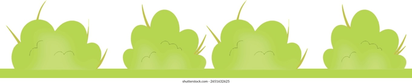 Green bushes and grass cartoon elements  design icon assets illustration