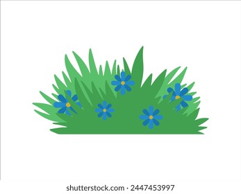 Green Bushes Grass Landscape Illustration