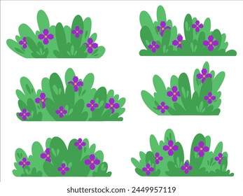 Green Bushes Grass Landscape Illustration