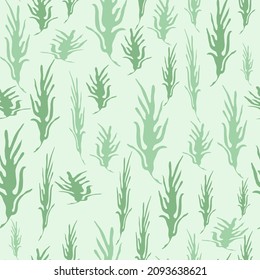 Green bushes on light green background, vector, pattern