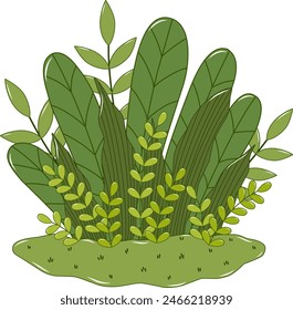 Arbustos verdes. Colección simple del elemento de hierba. Ilustración plana de Vector sobre fondo blanco