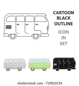 Green bus.Hippy single icon in cartoon style vector symbol stock illustration web.