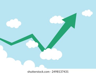 green business arrow rising going up to the sky represent profit rise business grow success