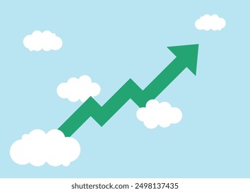 green business arrow rising going up to the sky represent profit rise business grow success