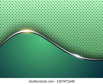 Green business background, elegant with wave and dots pattern, vector illustration.