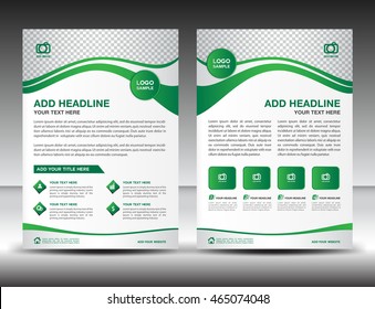 Green business brochure flyer design layout template in A4 size, newsletter, leaflet, poster, vector, cover, annual report, magazine ads, catalog