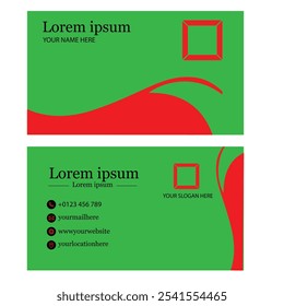 Una tarjeta de visita verde con un logotipo rojo presenta una combinación única y llamativa, perfecta para las marcas que quieren enfatizar el crecimiento, la vitalidad y un toque de audacia.