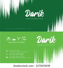 Green business card set. Vector illustration.